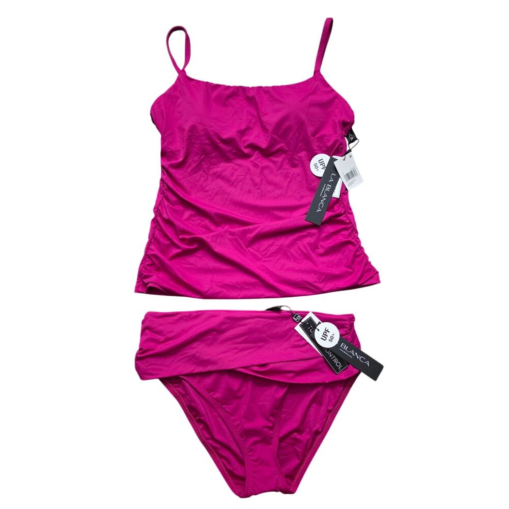 NWT La Blanca Tankini Swimsuit Set Berry Size 10